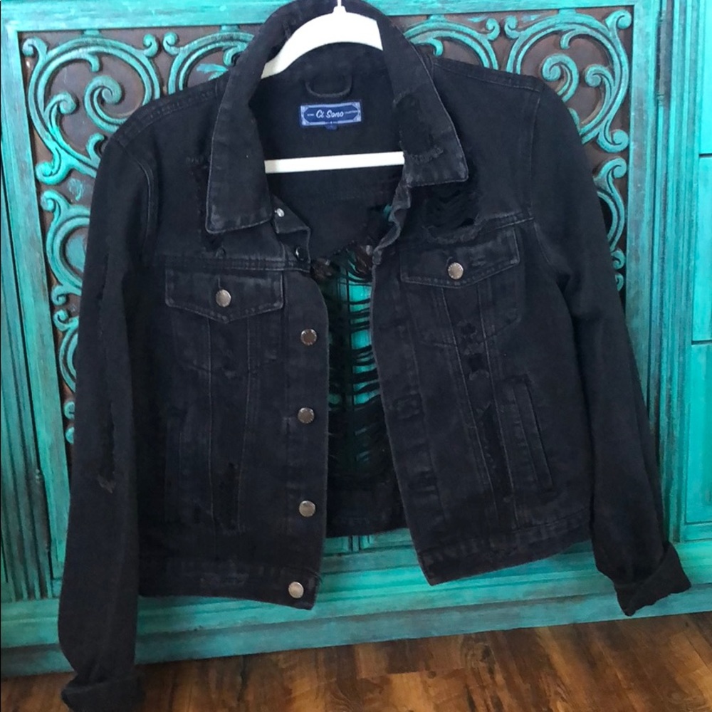 Ripped black jeans jacket